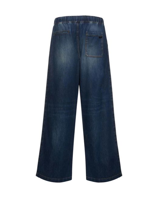 Valentino Blue Elastic Waist Denim Trousers for men