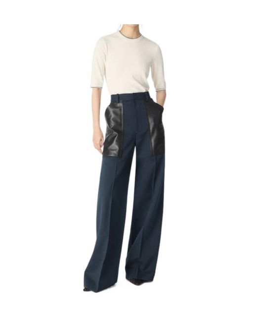 Bottega Veneta Blue Wide Leg Pants