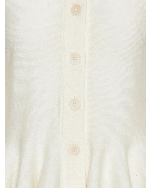 ROTATE BIRGER CHRISTENSEN White Logo-Embroidered Knit Cardigan