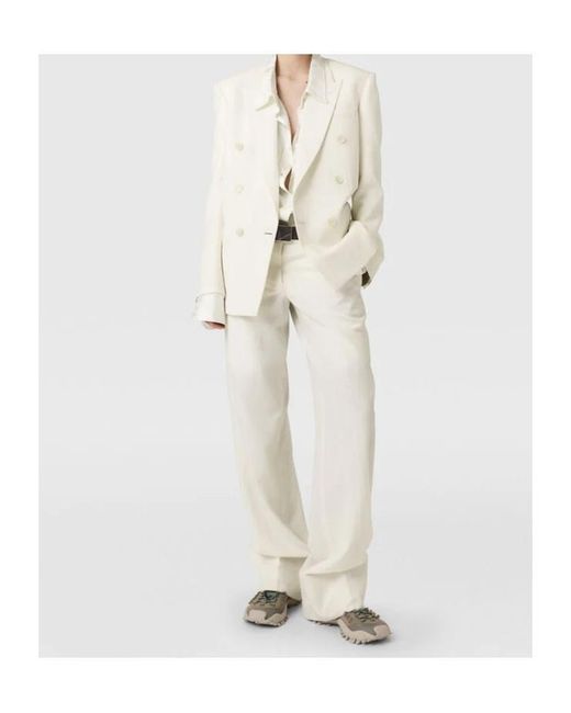 Stella McCartney White Pleated Straight-Leg Pants