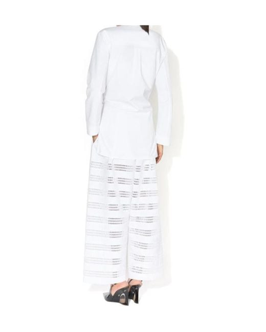 Alaïa White Alaïa Sheer Panel Wide-Leg Pants