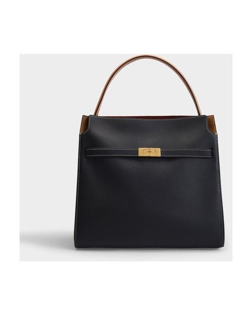 Tory Burch Black Lee Radziwil Double Tote Bag