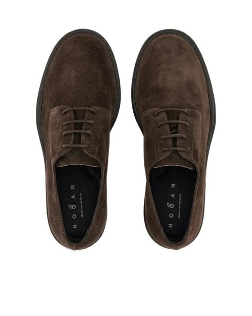 Hogan Brown Urbano Lace-Up Derby Shoes for men