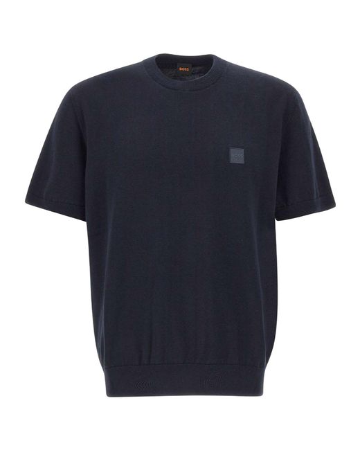 Boss Blue Kanacho Short-Sleeve Sweater for men