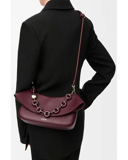 Loewe Purple Medium Leather Ola Shoulder Bag