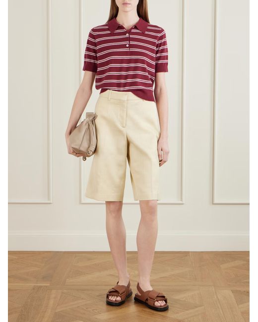 arch4 Red Octavia Striped Cashmere Polo Shirt