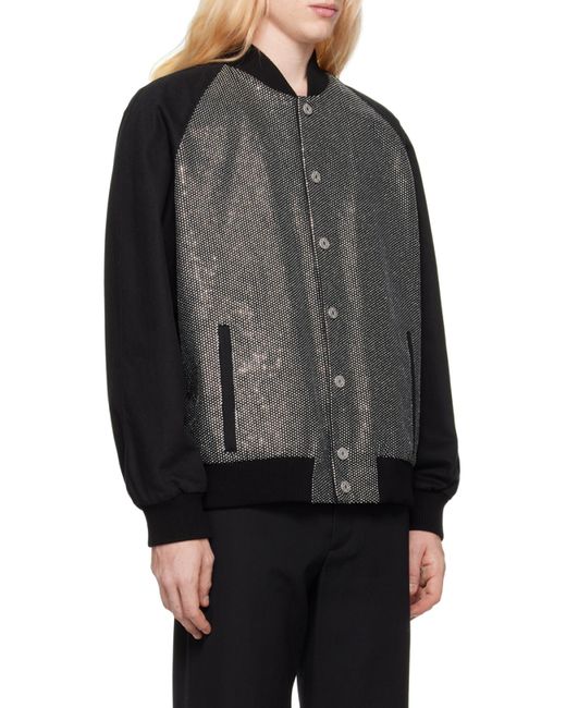 Balmain Black Embellished Bomber Jacket for men