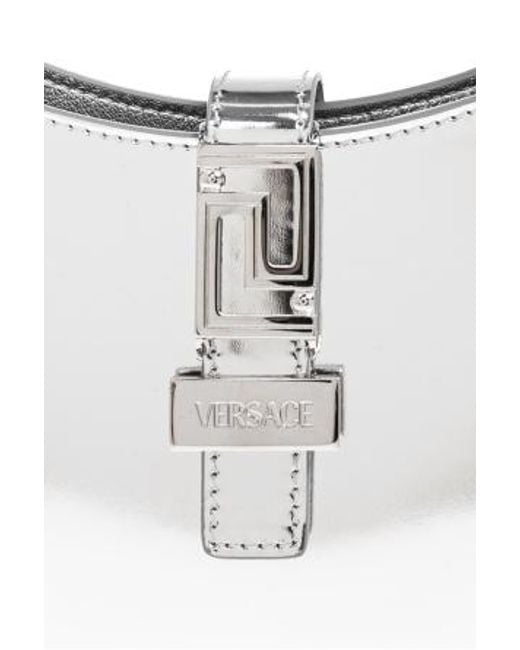 Versace White Greca Goddess Metallic Tote Bag