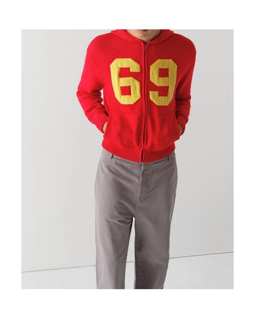 GIMAGUAS Red 69 Front-Zip Hoodie for men