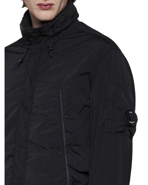 C P Company Black Lens-Detail Funnel Neck Jacket for men