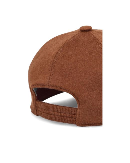 Loro Piana Brown Logo Embroidered Baseball Cap for men