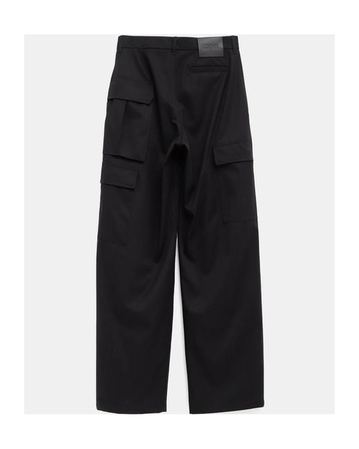 Loewe Black Wide Leg Cargo Trousers for men
