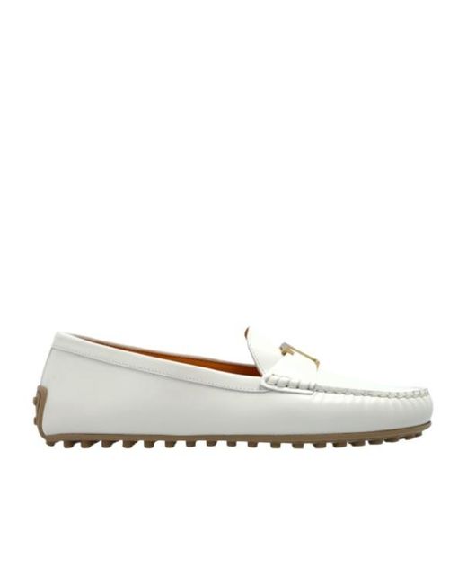 Tod's White Leather Loafers