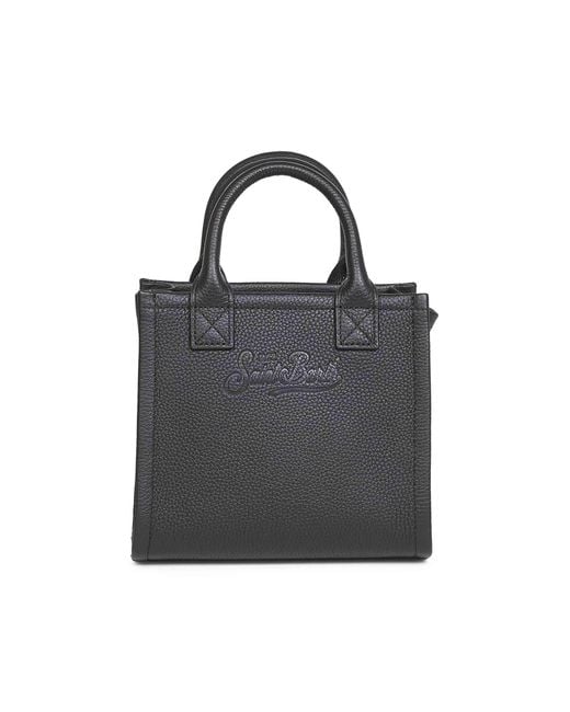 Mc2 Saint Barth Black Grained Leather Tote Bag