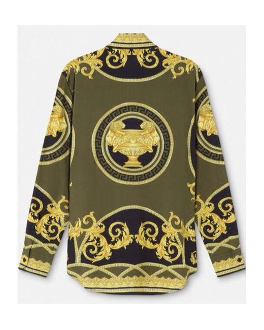 Versace Black Barocco-Printed Button-Up Shirt for men