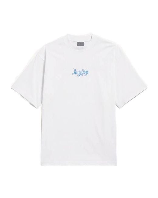 Balenciaga White Sketchy Medium Fit T-Shirt for men