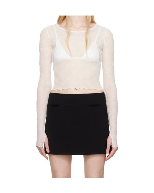 MARINE SERRE Black Mesh Cropped Top