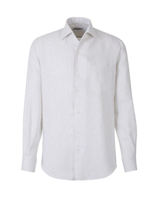 Loro Piana Striped Buttoned Shirt in White for Men | Lyst