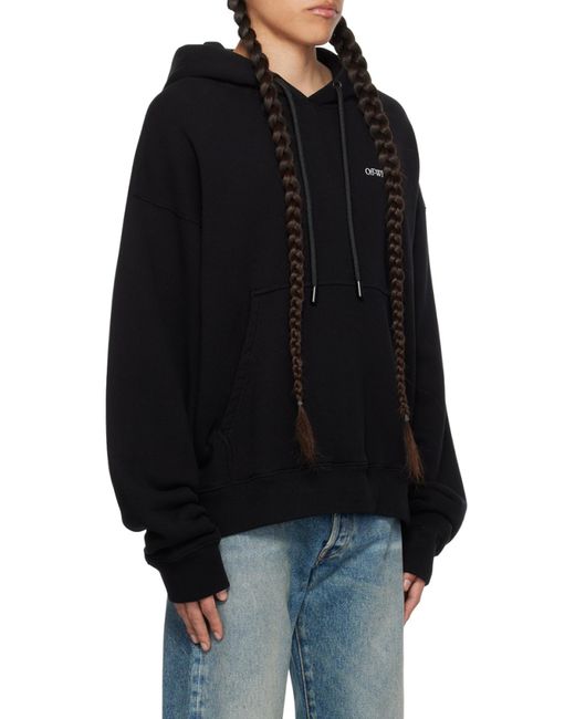 Off-White c/o Virgil Abloh Black Scratch Arrow Printed Drawstring Hoodie for men