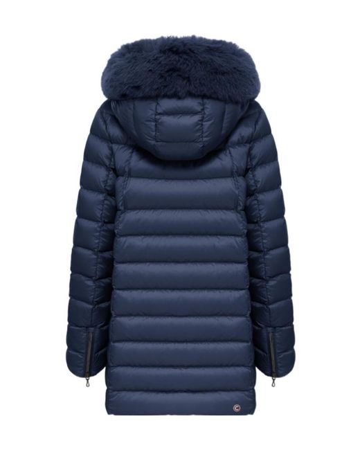 Colmar Blue A-Line Down Jacket With Faux Fur