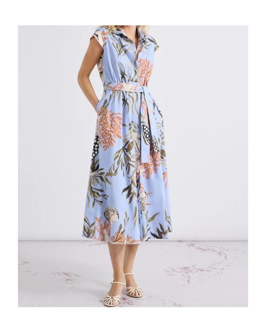 Marella Blue Pleated Dress