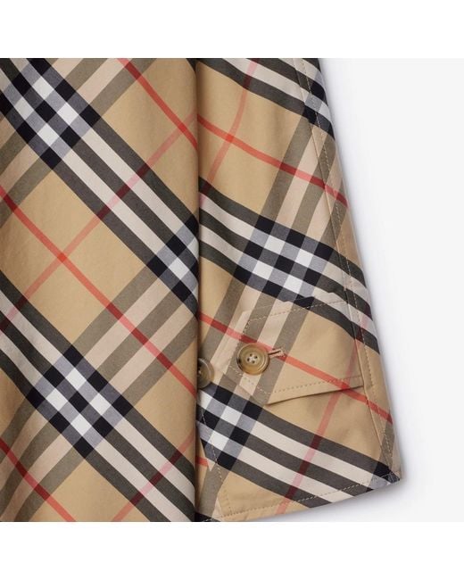 Burberry Natural Singble Breasted Checked Trench Coat