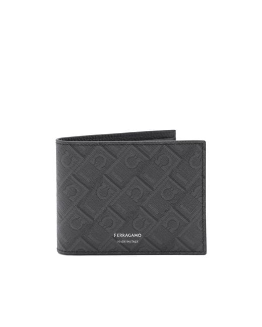 Ferragamo Gray Double-Fold Wallet for men