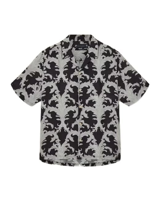 AllSaints Black Motif Short Sleeve Shirt for men