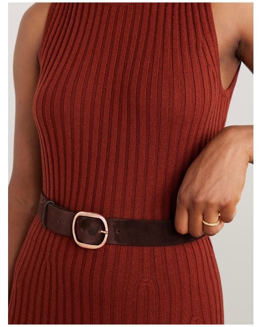 Gabriela Hearst Brown Elster Suede Belt