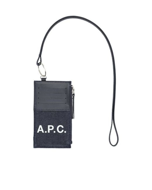 A.P.C. Blue Axelle Logo Printed Card Holder
