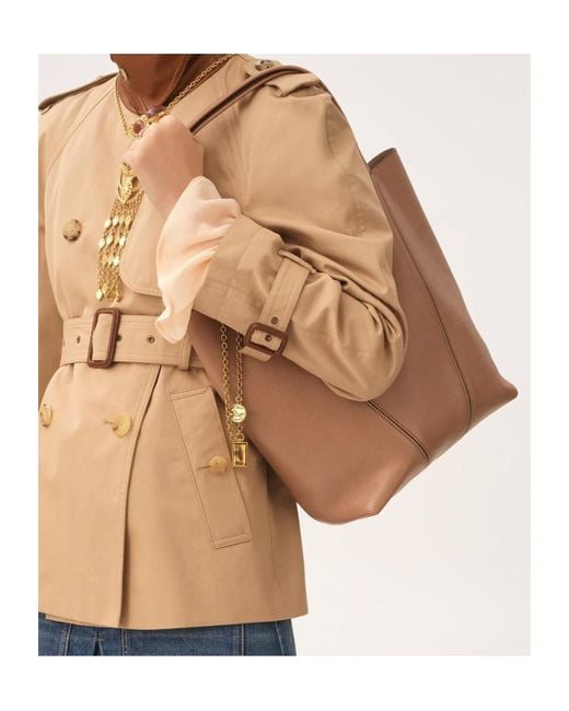 Chloé Brown Chloé Spin Charm Detailed Tote Bag