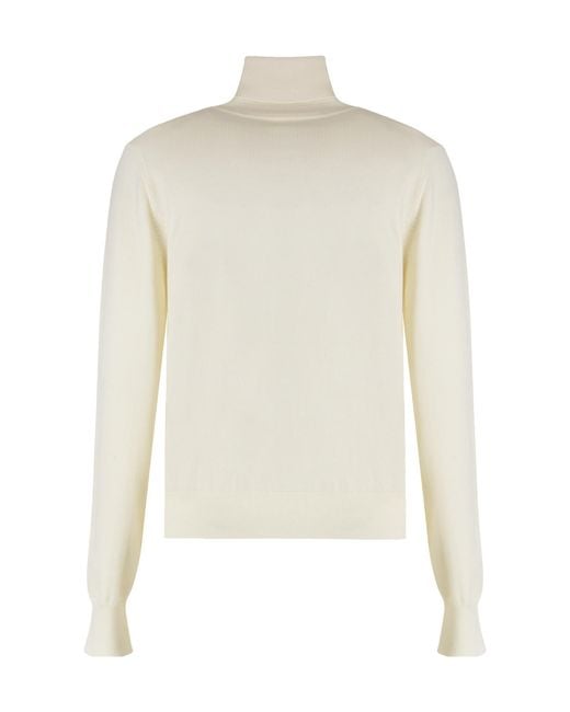 P.A.R.O.S.H. White Long Sleeved Turtleneck Knitted Pullover