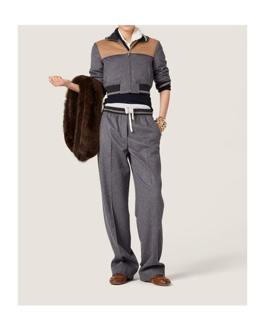 Miu Miu Gray Elasticated Waistband Trousers