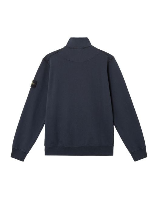 Stone Island Blue Compass Patch Zip Up Sweatshirt for men