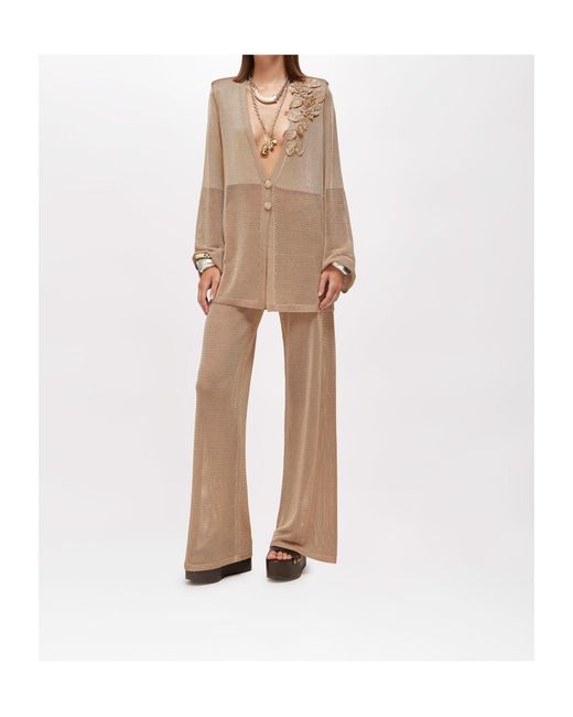 Blugirl Blumarine Natural Floral Knit Cardigan