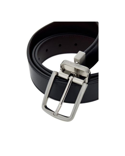 Emporio Armani White Logo-Engraved Leather Belt for men