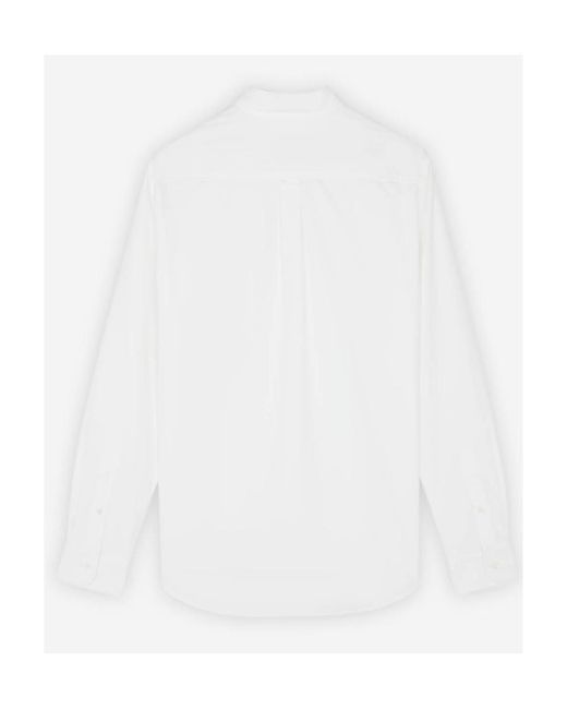 Maison Kitsuné White Fox-Patch Long-Sleeve Shirt for men