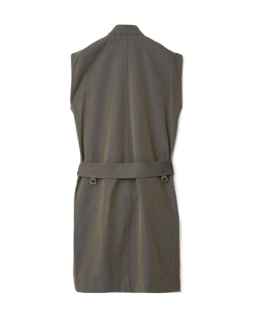Burberry Gray Zip-Detailed Belted Sleeveless Mini Dress