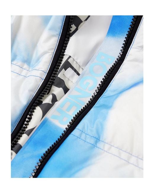 Bogner Blue Kelly Hooded Printed Quilted Ski Jacket