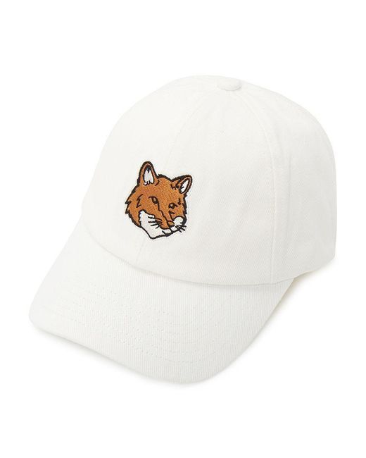Maison Kitsuné White Embroidered-Logo Patch Cap for men