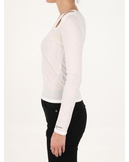 Stella McCartney White Cut Out Logo Printed Top