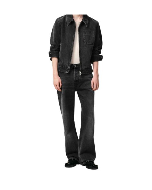 AMI Black Ami Zip-Up Denim Jacket for men