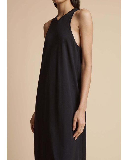 Khaite Black Vernetta V-Neck Sleeveless Maxi Dress