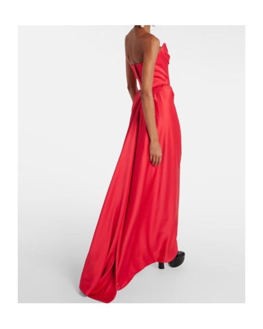 Vivienne Westwood Red Off-Shoulder Satin Gown