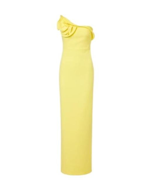 Roland Mouret Yellow Floral-Applique Gown