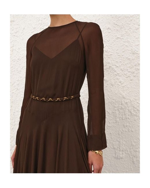Zimmermann Brown Long Sleeve Dress