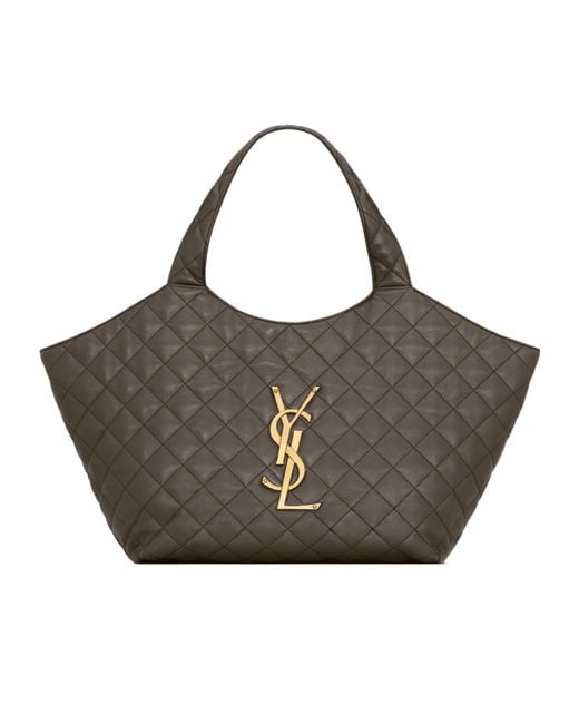 Saint Laurent Brown Icare Quilted Medium Tote Bag