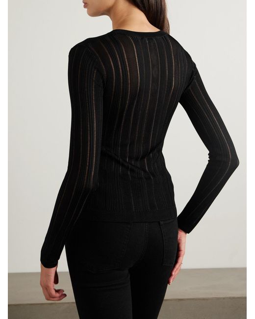 FRAME Black Button-Front Sweater