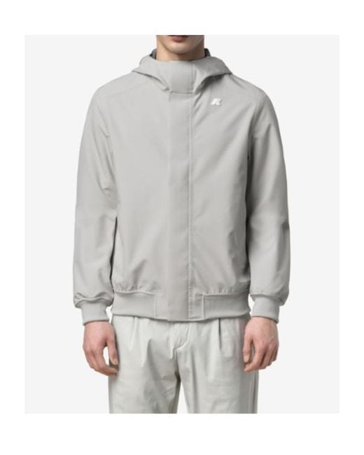 K-Way Gray Zip-Up Hooded Jacket for men