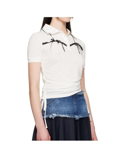 ANDERSSON BELL White Bow-Detail Polo Top